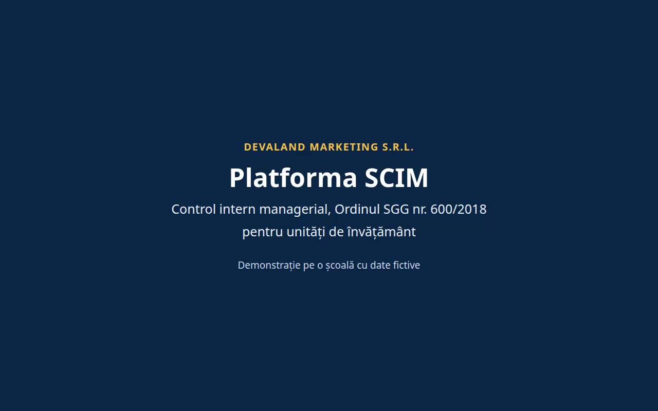 Filmul demonstrativ: Scurtă demonstrație a aplicației în care instituția își ține registrele de control intern managerial, făcută pe o școală cu date fictive, cu subtitrare în limba română.. Deschideți pagina filmului.